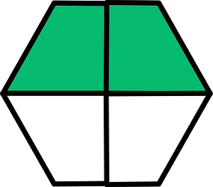 Green Hexagon Fraction 2:4