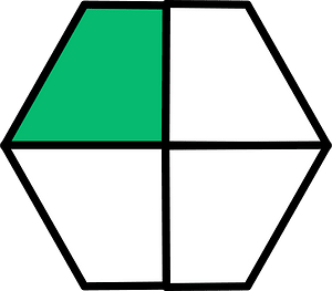 Green Hexagon Fraction 1:4