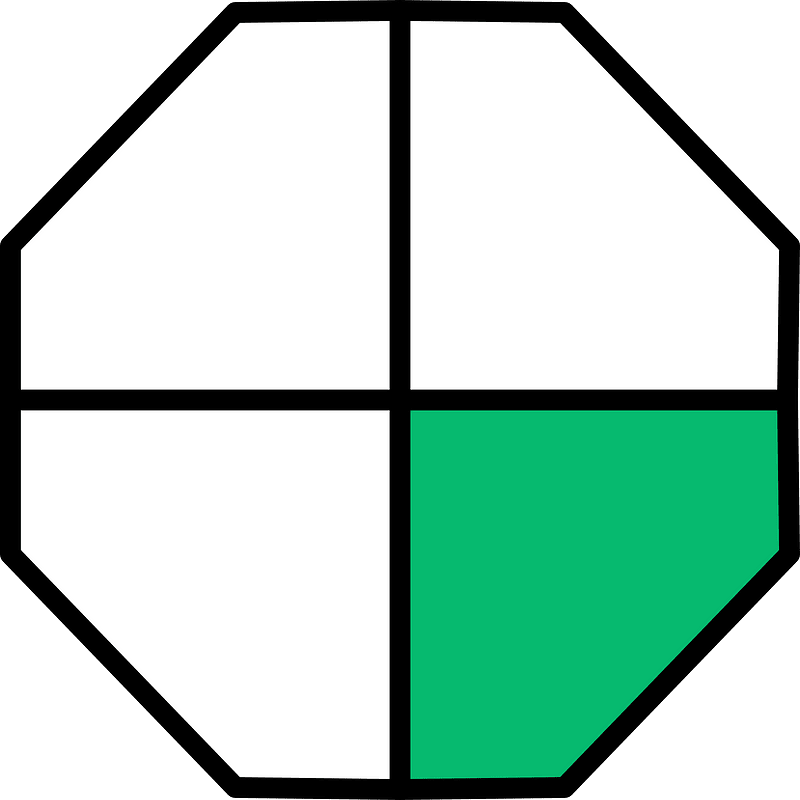 Green Octagon Fraction 1:4