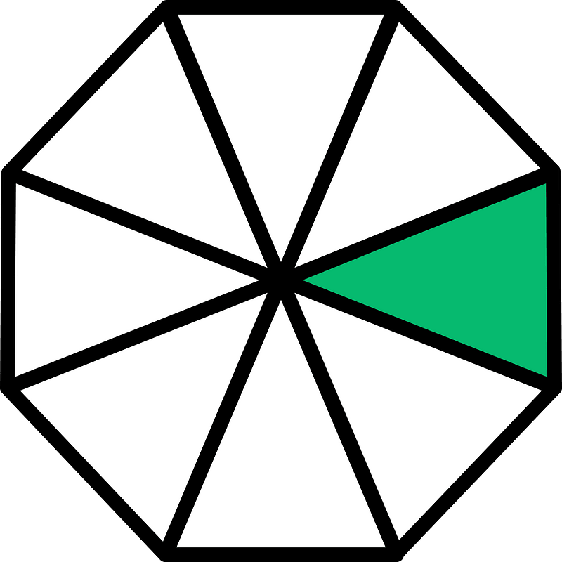 Green Regular Octagon Fraction 1:8