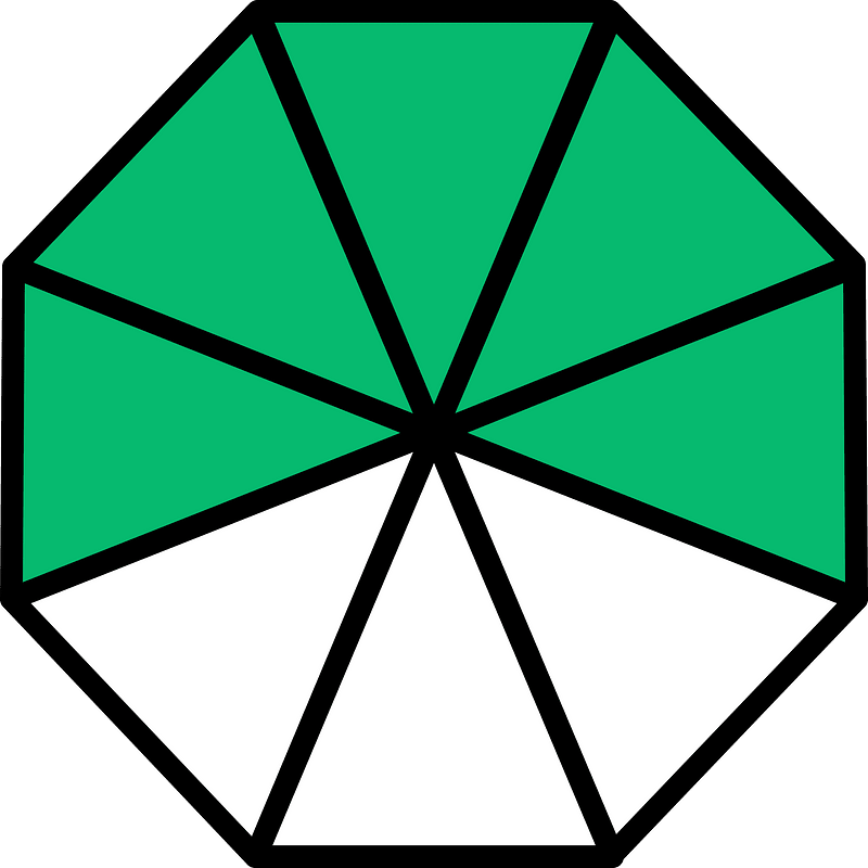 Green Regular Octagon Fraction 5:8