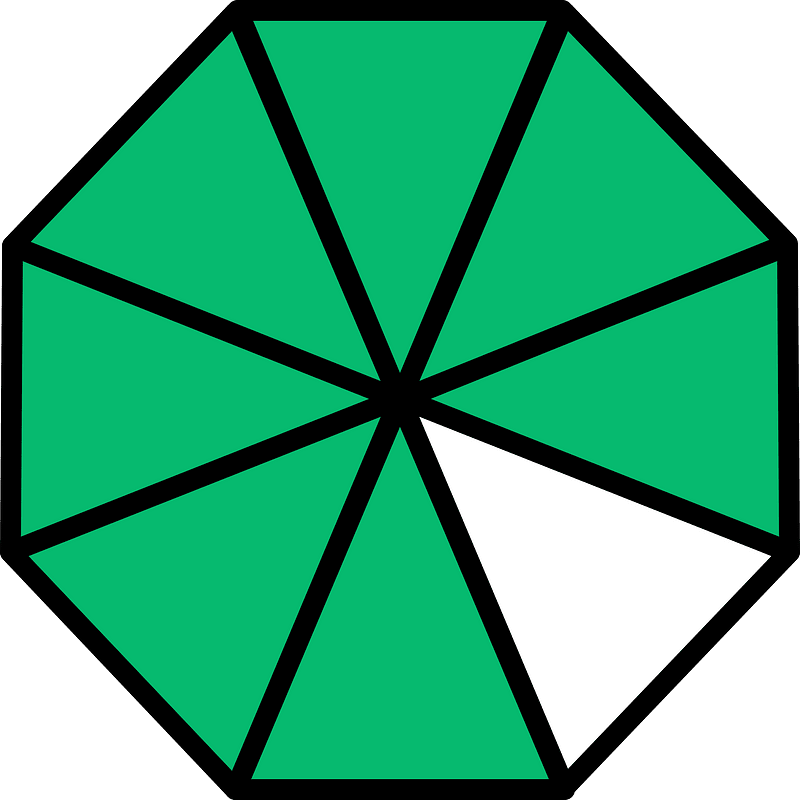 Green Regular Octagon Fraction 7:8