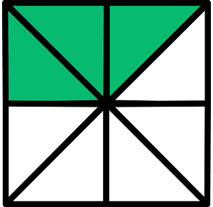 Green Square Fraction 3:8