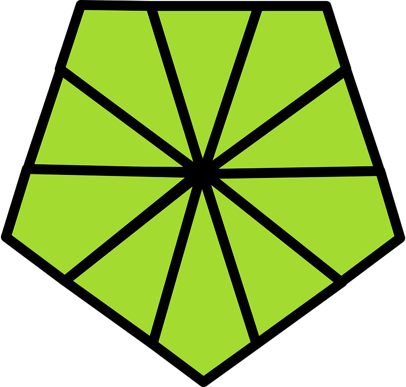 Lime Pentagon Fraction 10:10