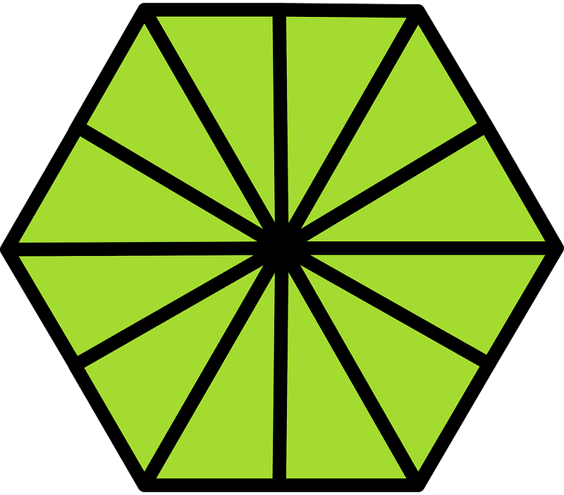 Lime Hexagon Fraction 12:12