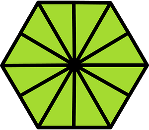 Lime Hexagon Fraction 12:12