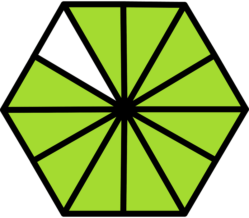 Lime Hexagon Fraction 11:12