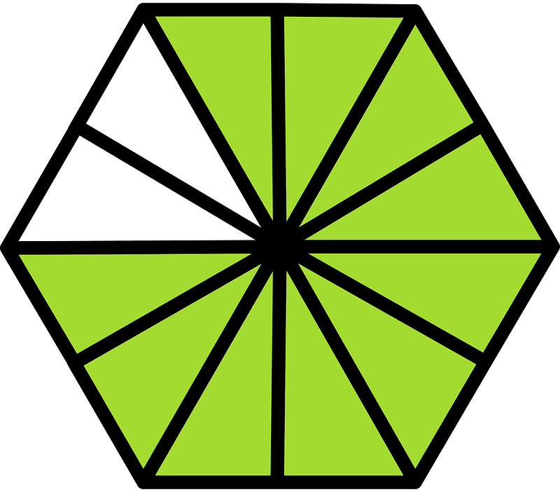 Lime Hexagon Fraction 10:12