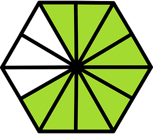 Lime Hexagon Fraction 9:12