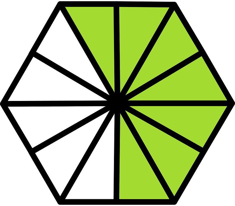 Lime Hexagon Fraction 7:12