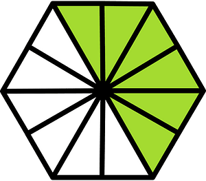 Lime Hexagon Fraction 6:12