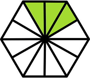 Lime Hexagon Fraction 3:12
