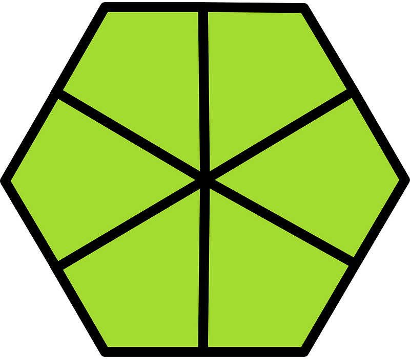 Lime Hexagon Fraction 6:6