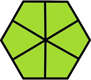Lime Hexagon Fraction 6:6