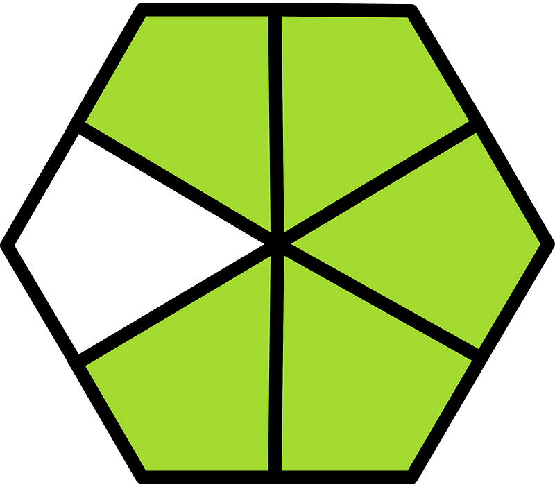Lime Hexagon Fraction 5:6