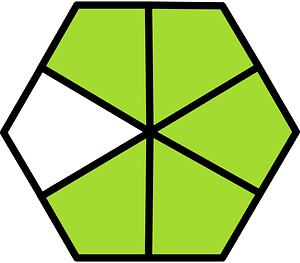 Lime Hexagon Fraction 5:6