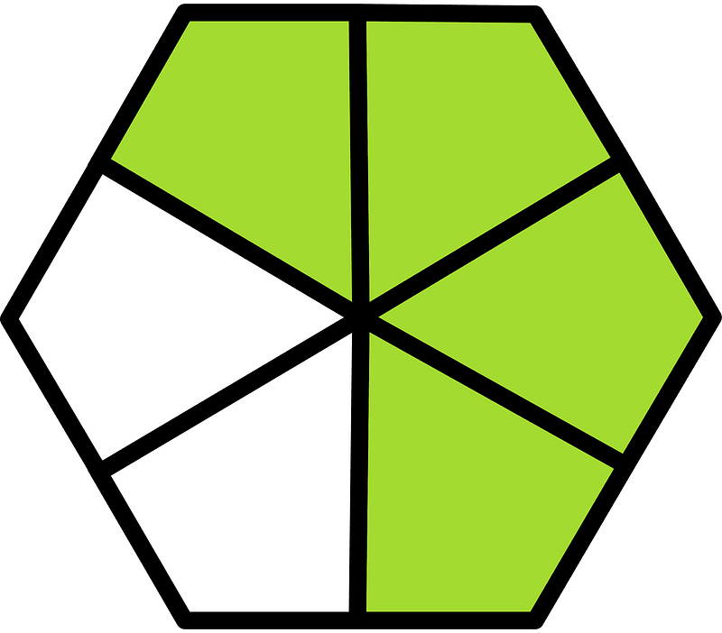 Lime Hexagon Fraction 4:6