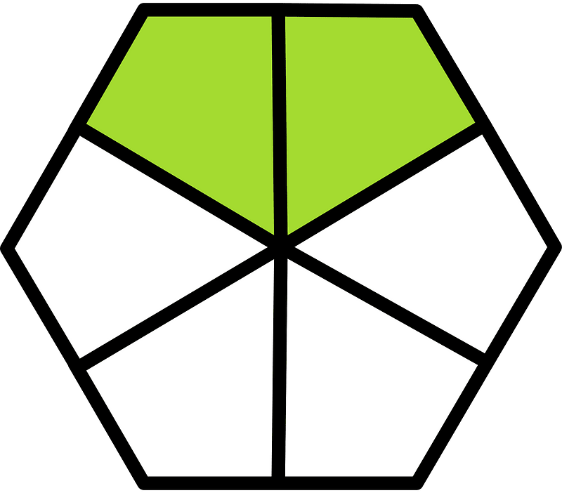 Lime Hexagon Fraction 2:6