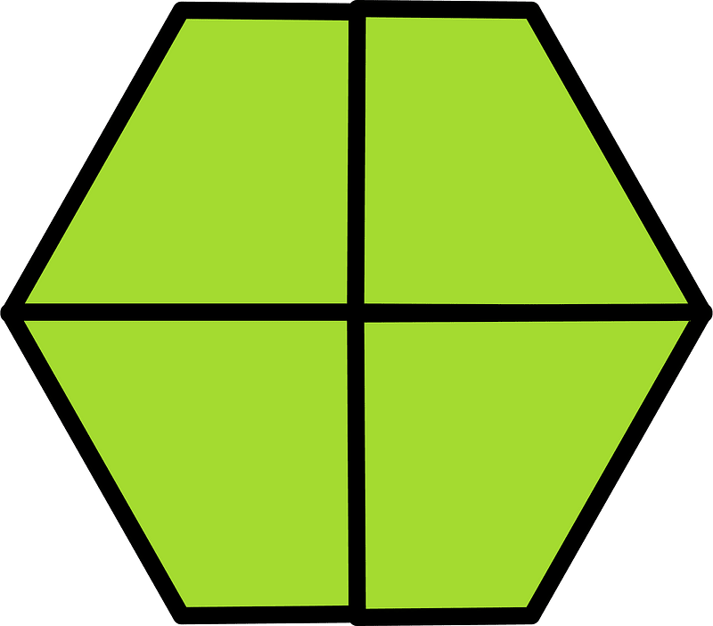 Lime Hexagon Fraction 4:4