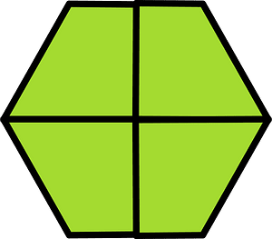 Lime Hexagon Fraction 4:4