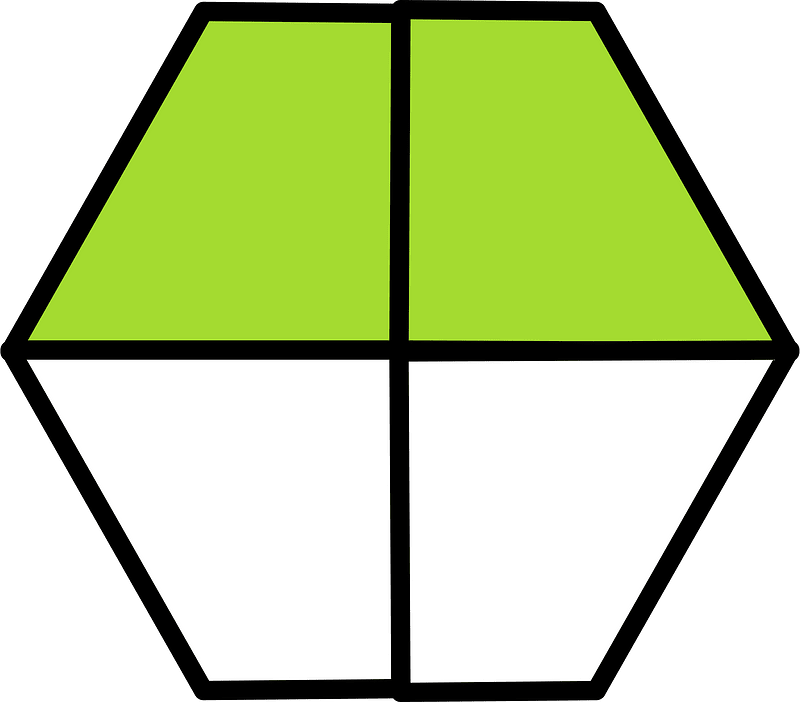 Lime Hexagon Fraction 2:4