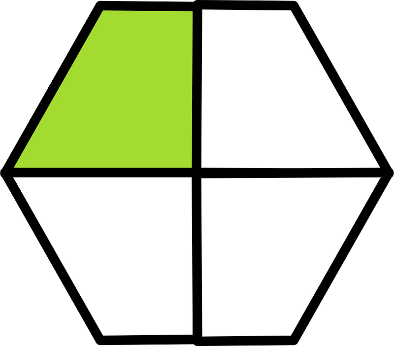 Lime Hexagon Fraction 1:4