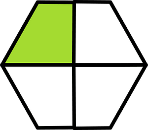 Lime Hexagon Fraction 1:4