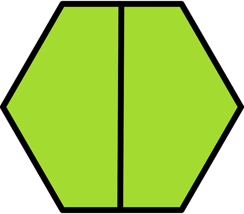 Lime Hexagon Fraction 2:2