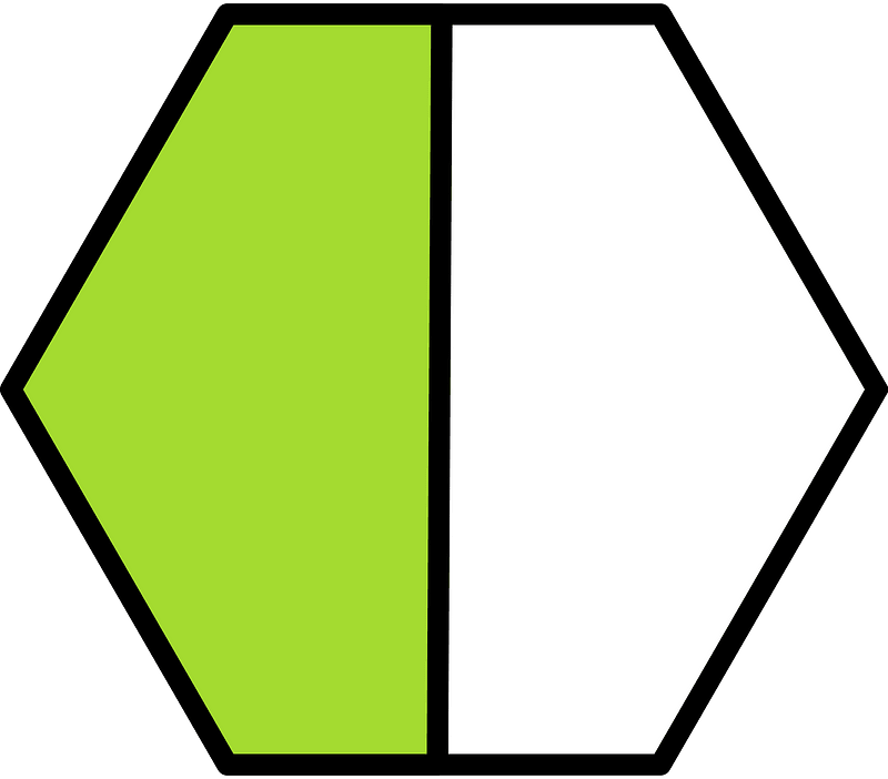 Lime Hexagon Fraction 1:2