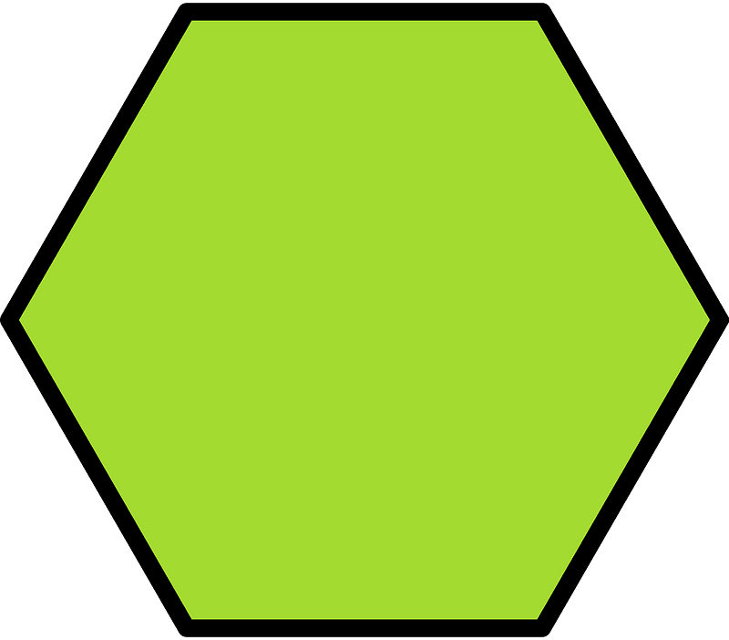 Lime Hexagon Fraction 1:1