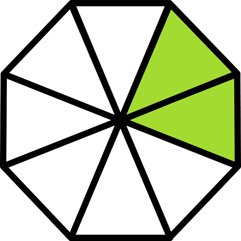 Lime Regular Octagon Fraction 2:8