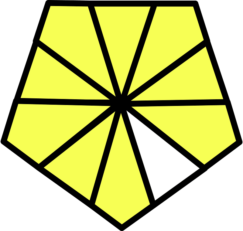 Yellow Pentagon Fraction 9:10