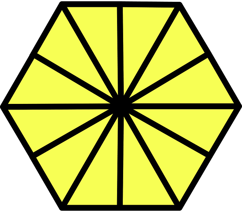 Yellow Hexagon Fraction 12:12