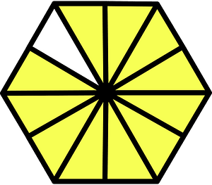 Yellow Hexagon Fraction 11:12