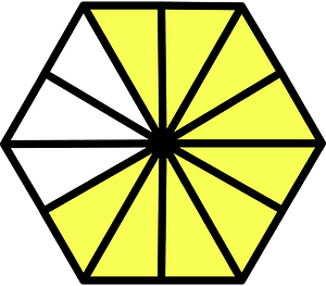 Yellow Hexagon Fraction 9:12