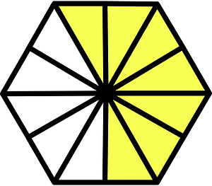 Yellow Hexagon Fraction 7:12