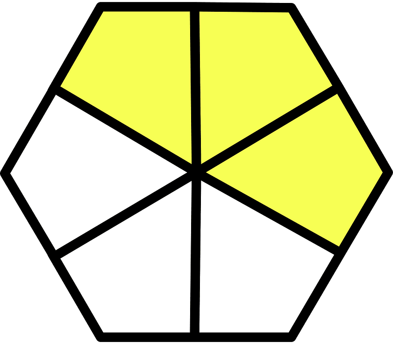 Yellow Hexagon Fraction 3:6