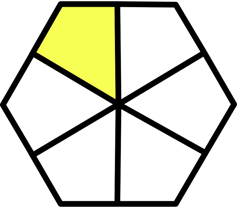 Yellow Hexagon Fraction 1:6