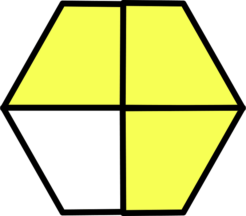 Yellow Hexagon Fraction 3:4