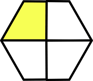 Yellow Hexagon Fraction 1:4