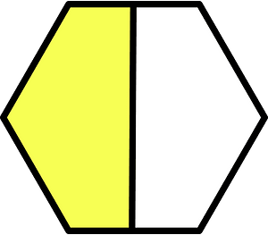Yellow Hexagon Fraction 1:2
