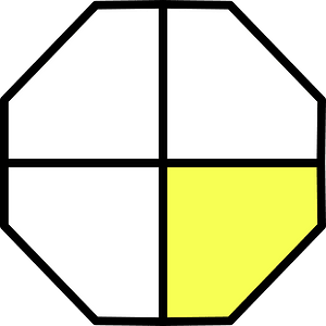 Yellow Octagon Fraction 1:4