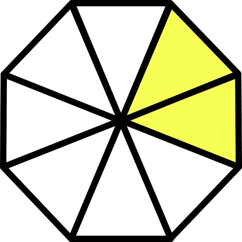 Yellow Regular Octagon Fraction 2:8