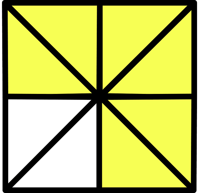 Yellow Square Fraction 6:8