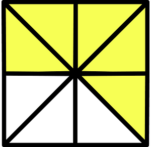 Yellow Square Fraction 5:8