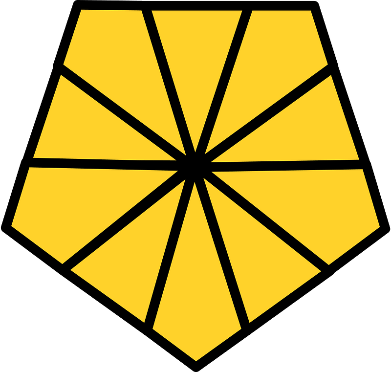Yellow-Amber Pentagon Fraction 10:10