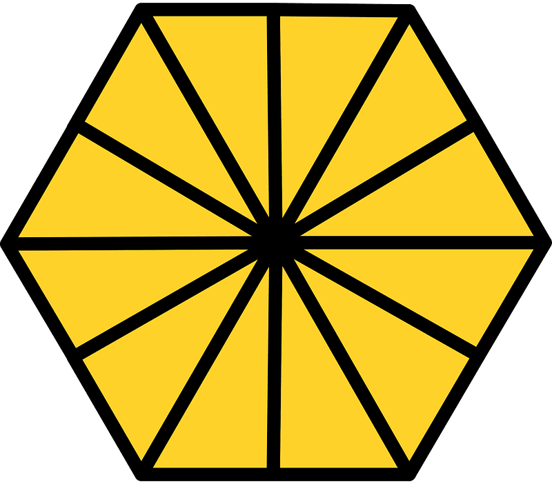 Yellow-Amber Hexagon Fraction 12:12