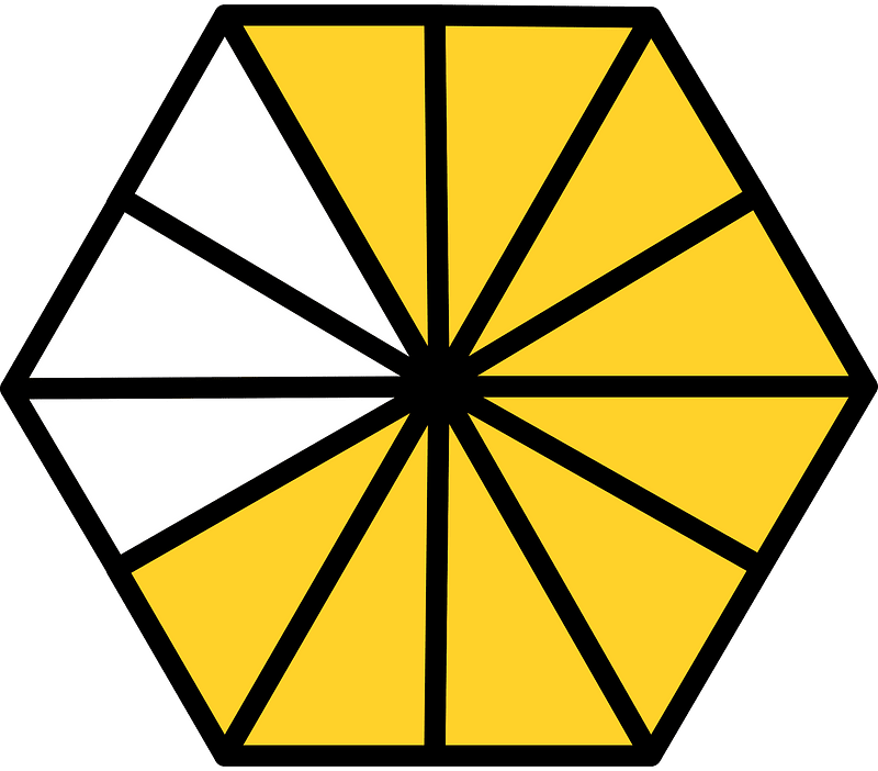 Yellow-Amber Hexagon Fraction 9:12