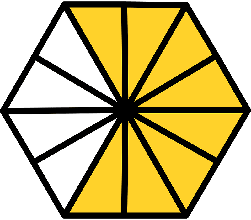 Yellow-Amber Hexagon Fraction 8:12