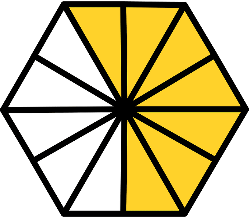 Yellow-Amber Hexagon Fraction 7:12